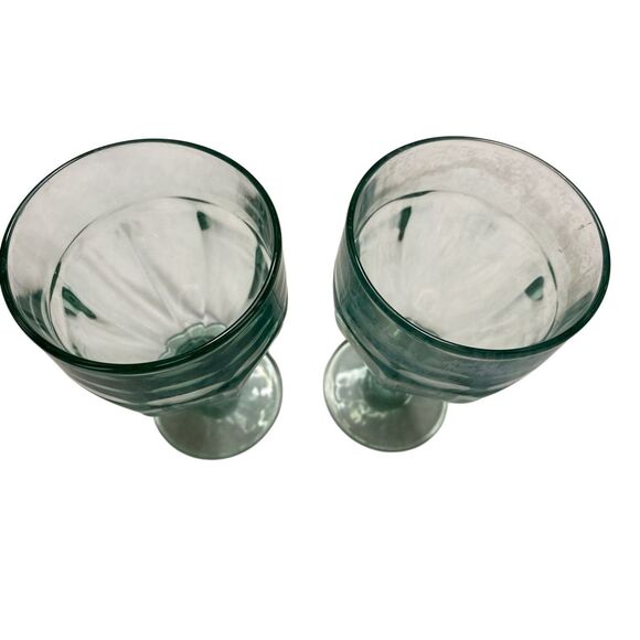 Vintage Libbey Duratuff Gibraltar Spanish Green Water Goblets Set Of Two Kitchen - Picture 4 of 9